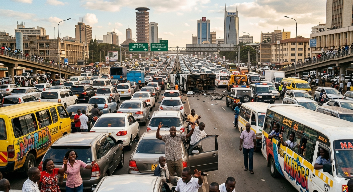 Urban Gridlock Encircling an Accident Scene